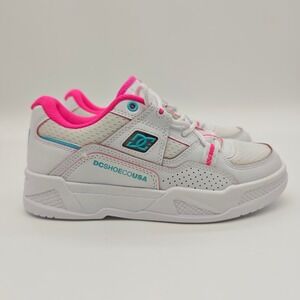 New DC Shoes Womens Construct White Pink Teal Skate Sneakers 07 Low Top